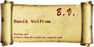 Benik Volfram névjegykártya